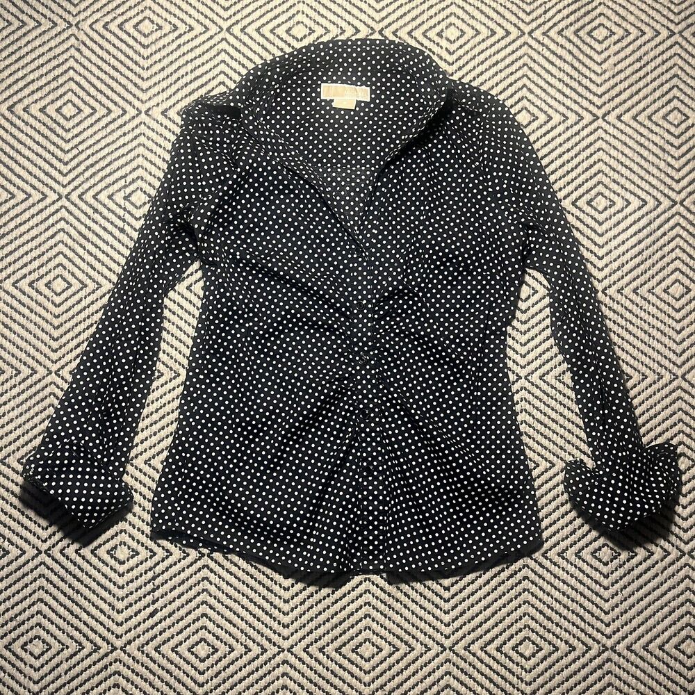 Vintage Y2K Black/White Polka-Dot Office Siren Top Michael Kors 8